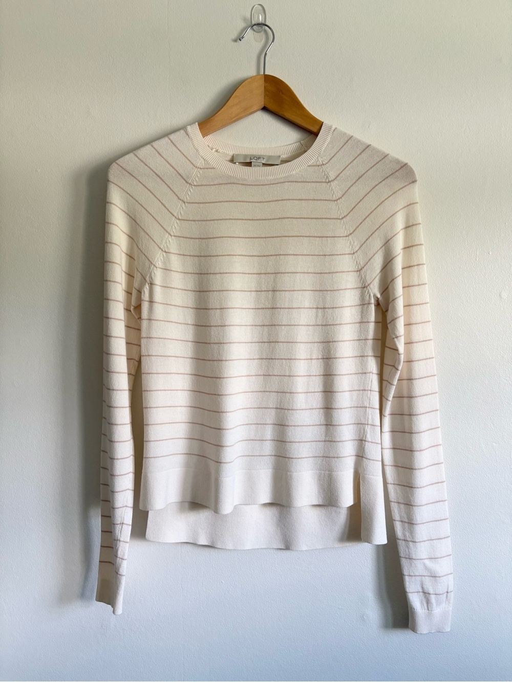 LOFT Striped Crewneck Knit Sweater